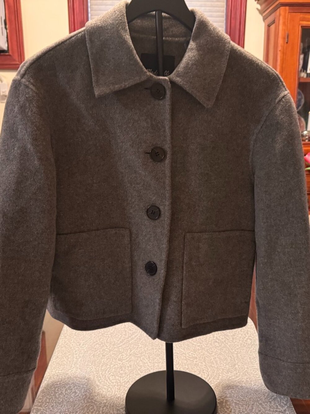 NWT Madewell Double-Faced Cropped Chore Jacket Gray Wool Shacket S NW763